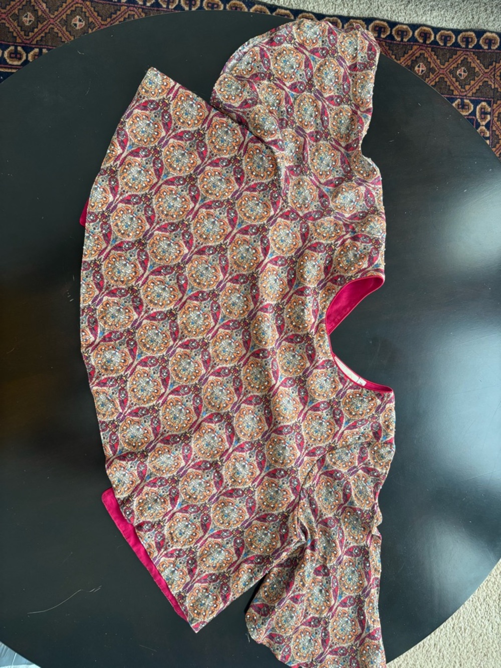 Bolero, Unique Magenta-Trim Paisley Sleeveless cover up